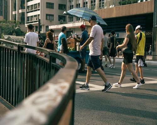 People embracing an active lifestyle through city walking